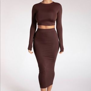 Meshki SET Emely Crop Top/Rylie Skirt Chocolate XS